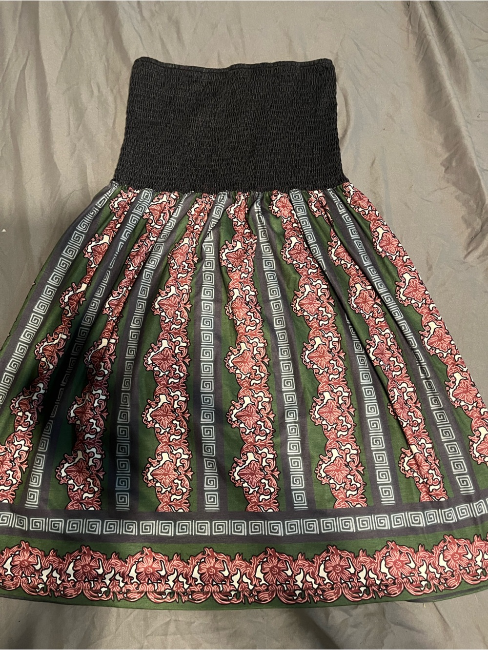 Women's Green Printed Elastic-Waist Maxi Dress